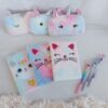 Combo cuaderno + cartuchera y lapicera luz